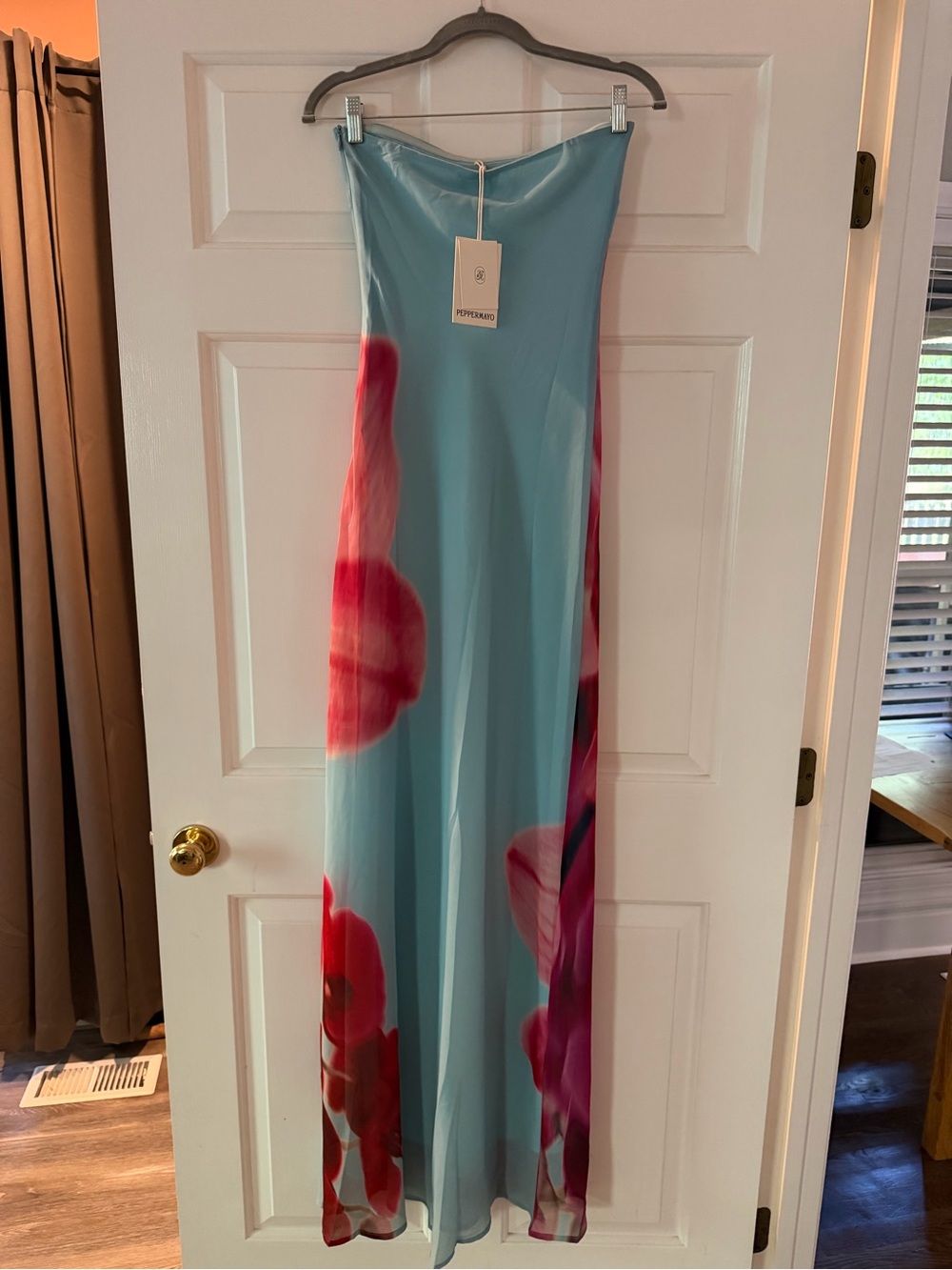 Peppermayo Strapless Amelle Maxi Dress - Turquoise Bloom - Picture 9 of 10